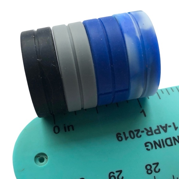 NEW Mens Silicone Ring Band Size 10 Blue Gray Black Camo Zitahli Wedding - Picture 3 of 7